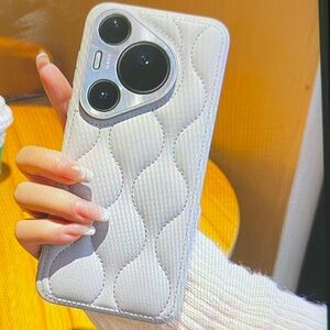Elegant White Quilted Phone Case